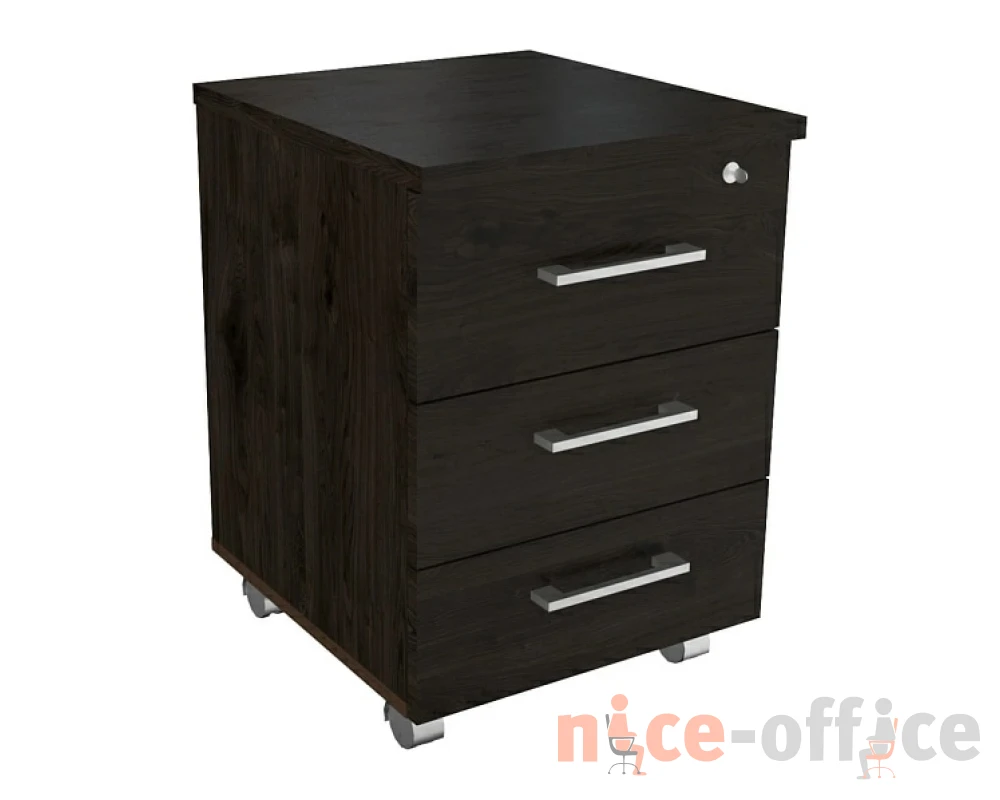 Тумба подкатная с центральным замком 43x46x60 Belfast, Blackwood, Steel