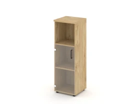 Шкаф средний узкий левый прозр. стекло с нишей 400x400x1203 Стайл Проджект / Style Project images