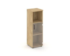 Шкаф средний узкий правый прозр. стекло с нишей 400x400x1203 Стайл Проджект / Style Project images