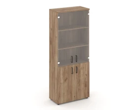 Шкаф высокий широкий комби прозр. стекло 796x400x1982 зад. стенка HDF Стайл Проджект / Style Project images