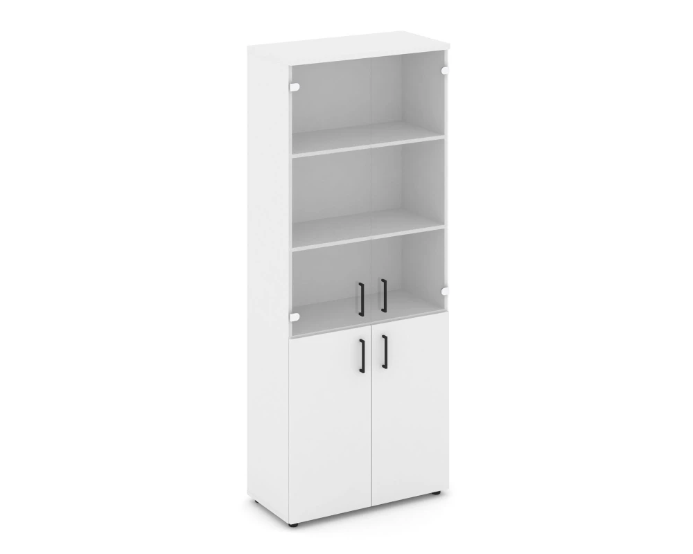 Шкаф высокий широкий комби прозр. стекло 796x400x1982 зад. стенка HDF Стайл Проджект / Style Project