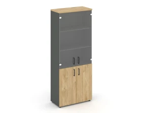 Шкаф высокий широкий комби прозр. стекло 796x400x1982 зад. стенка HDF Стайл Проджект / Style Project images