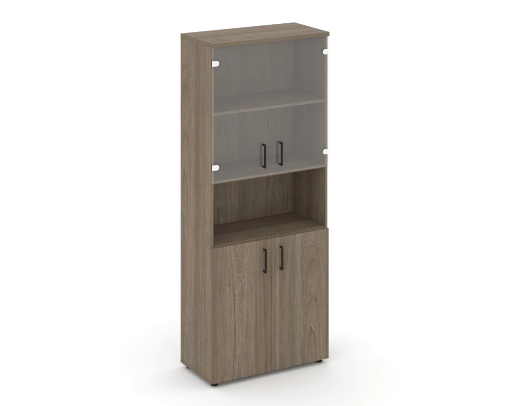 Шкаф высокий широкий комби с нишей прозр. стекло 796x400x1982 Стайл Проджект / Style Project