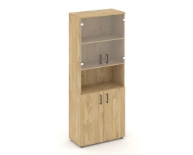 Шкаф высокий широкий комби с нишей прозр. стекло 796x400x1982 Стайл Проджект / Style Project images
