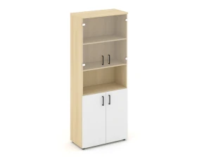 Шкаф высокий широкий комби с нишей прозр. стекло 796x400x1982 Стайл Проджект / Style Project images