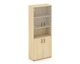 Шкаф высокий широкий комби с нишей прозр. стекло 796x400x1982 Стайл Проджект / Style Project images