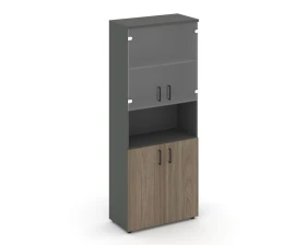 Шкаф высокий широкий комби с нишей прозр. стекло 796x400x1982 Стайл Проджект / Style Project images