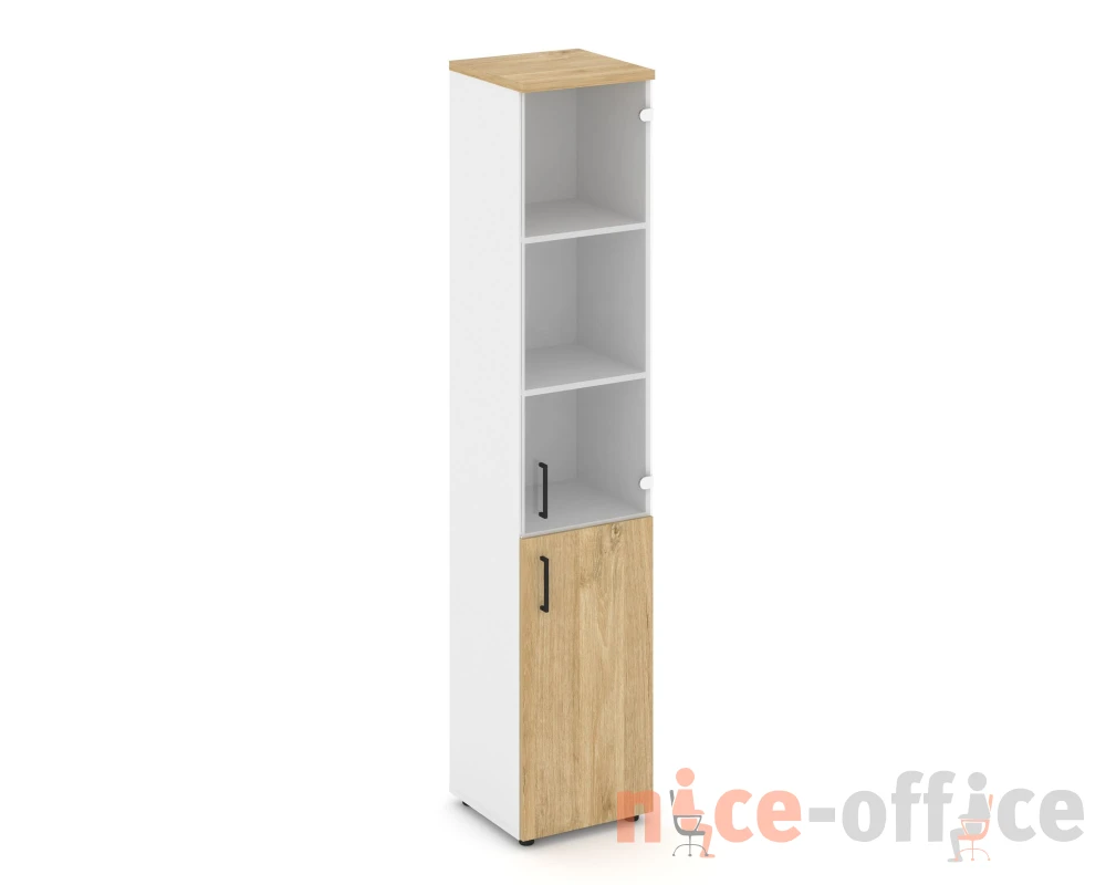 Шкаф высокий узкий комби прозр. стекло правый 400x400x1982 Стайл Проджект / Style Project