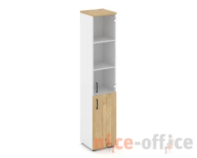 Шкаф высокий узкий комби прозр. стекло правый 400x400x1982 Стайл Проджект / Style Project images