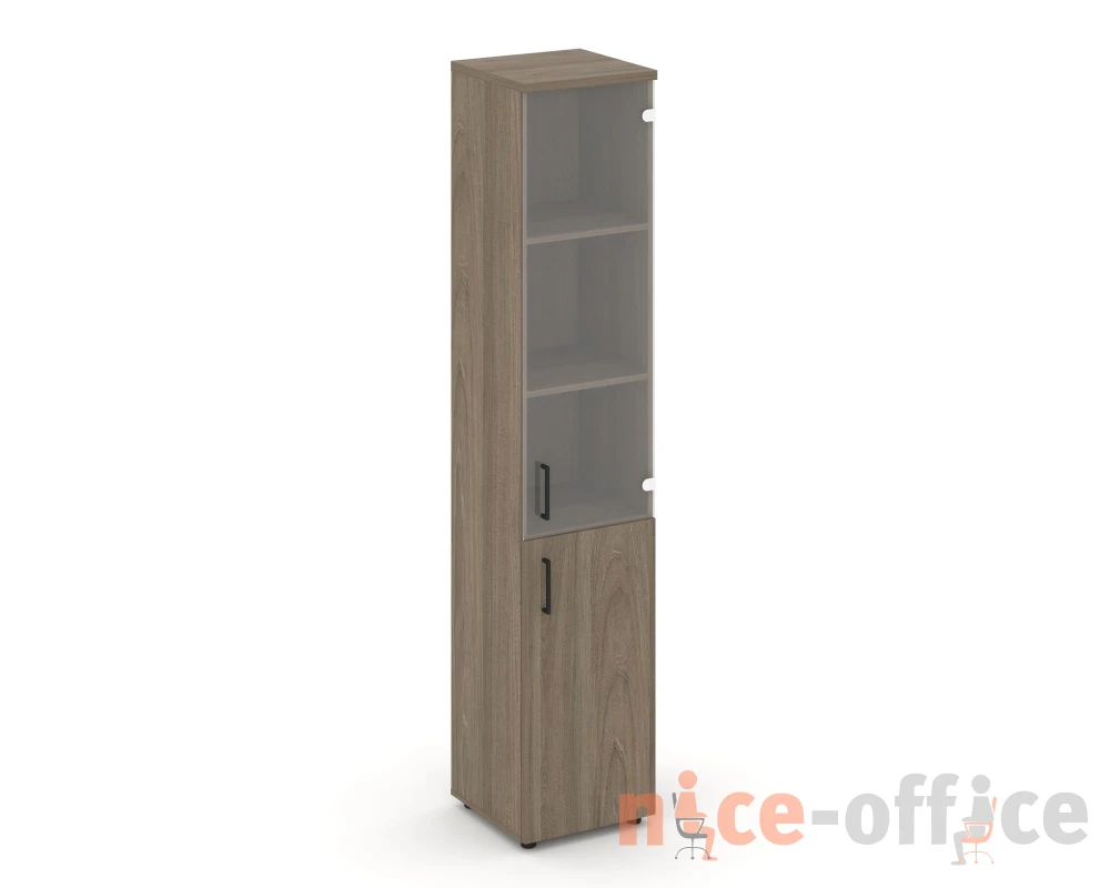 Шкаф высокий узкий комби прозр. стекло правый 400x400x1982 Стайл Проджект / Style Project