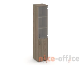 Шкаф высокий узкий комби прозр. стекло правый 400x400x1982 Стайл Проджект / Style Project images