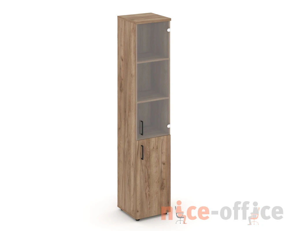 Шкаф высокий узкий комби прозр. стекло правый 400x400x1982 Стайл Проджект / Style Project