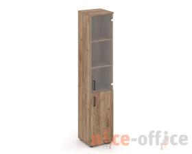 Шкаф высокий узкий комби прозр. стекло правый 400x400x1982 Стайл Проджект / Style Project images