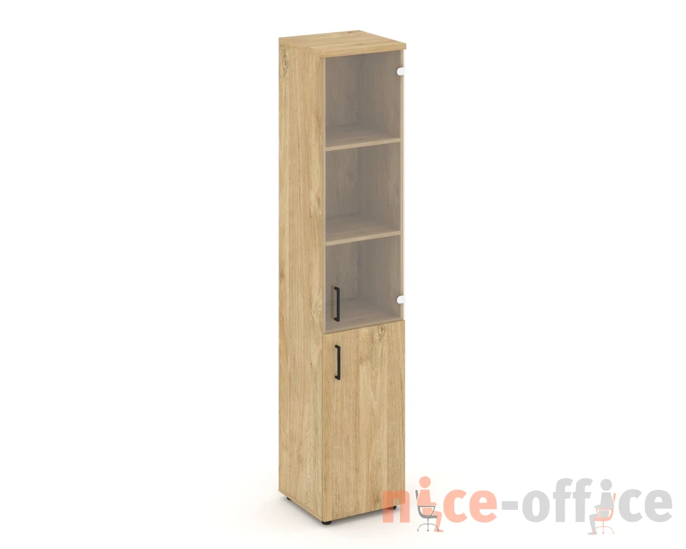 Шкаф высокий узкий комби прозр. стекло правый 400x400x1982 Стайл Проджект / Style Project