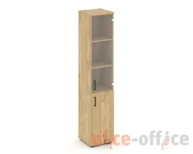 Шкаф высокий узкий комби прозр. стекло правый 400x400x1982 Стайл Проджект / Style Project images