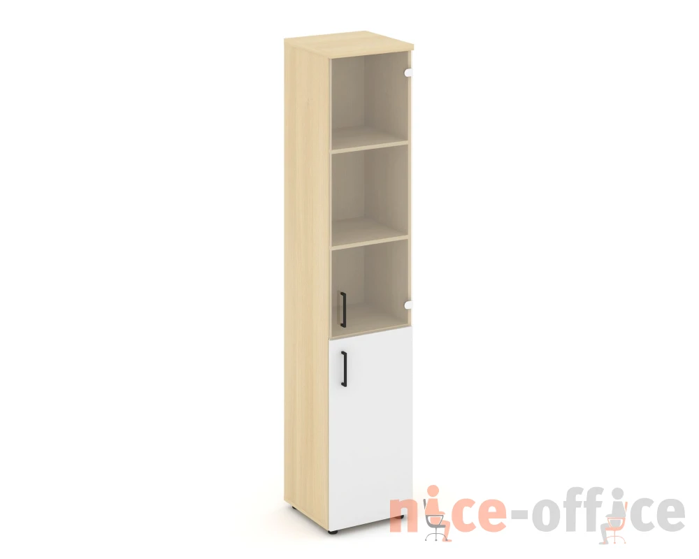 Шкаф высокий узкий комби прозр. стекло правый 400x400x1982 Стайл Проджект / Style Project