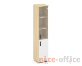 Шкаф высокий узкий комби прозр. стекло правый 400x400x1982 Стайл Проджект / Style Project images