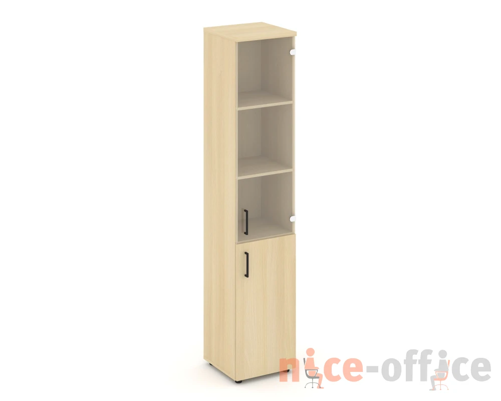 Шкаф высокий узкий комби прозр. стекло правый 400x400x1982 Стайл Проджект / Style Project