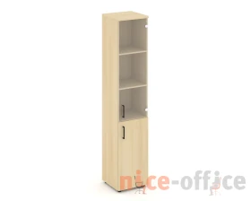 Шкаф высокий узкий комби прозр. стекло правый 400x400x1982 Стайл Проджект / Style Project images