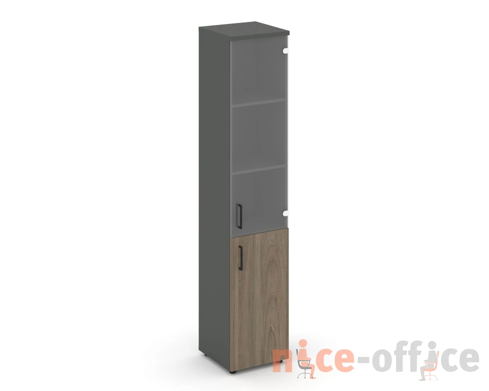 Шкаф высокий узкий комби прозр. стекло правый 400x400x1982 Стайл Проджект / Style Project