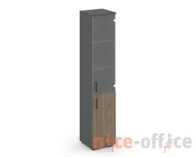 Шкаф высокий узкий комби прозр. стекло правый 400x400x1982 Стайл Проджект / Style Project images