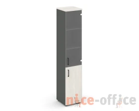 Шкаф высокий узкий комби прозр. стекло правый 400x400x1982 Стайл Проджект / Style Project images