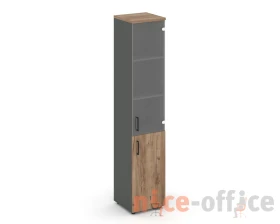 Шкаф высокий узкий комби прозр. стекло правый 400x400x1982 Стайл Проджект / Style Project images