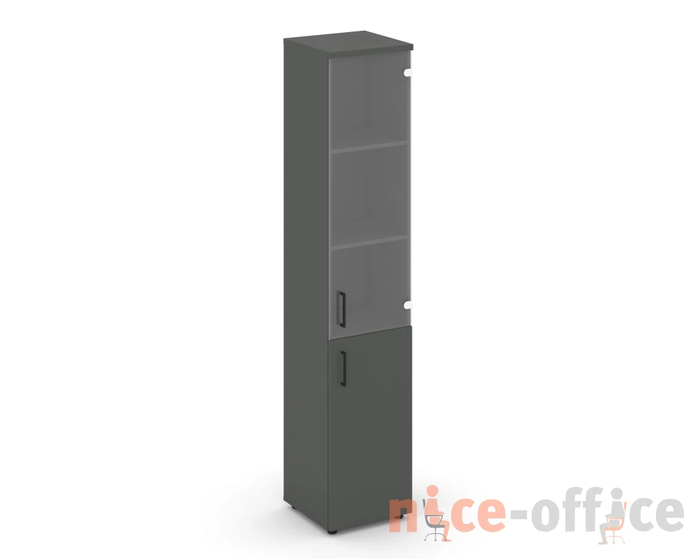 Шкаф высокий узкий комби прозр. стекло правый 400x400x1982 Стайл Проджект / Style Project