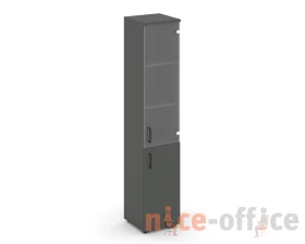 Шкаф высокий узкий комби прозр. стекло правый 400x400x1982 Стайл Проджект / Style Project images