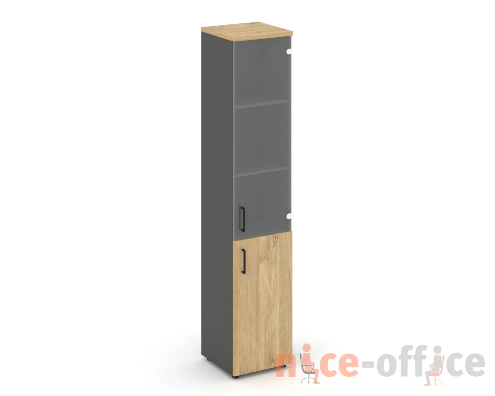 Шкаф высокий узкий комби прозр. стекло правый 400x400x1982 Стайл Проджект / Style Project