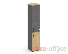 Шкаф высокий узкий комби прозр. стекло правый 400x400x1982 Стайл Проджект / Style Project images