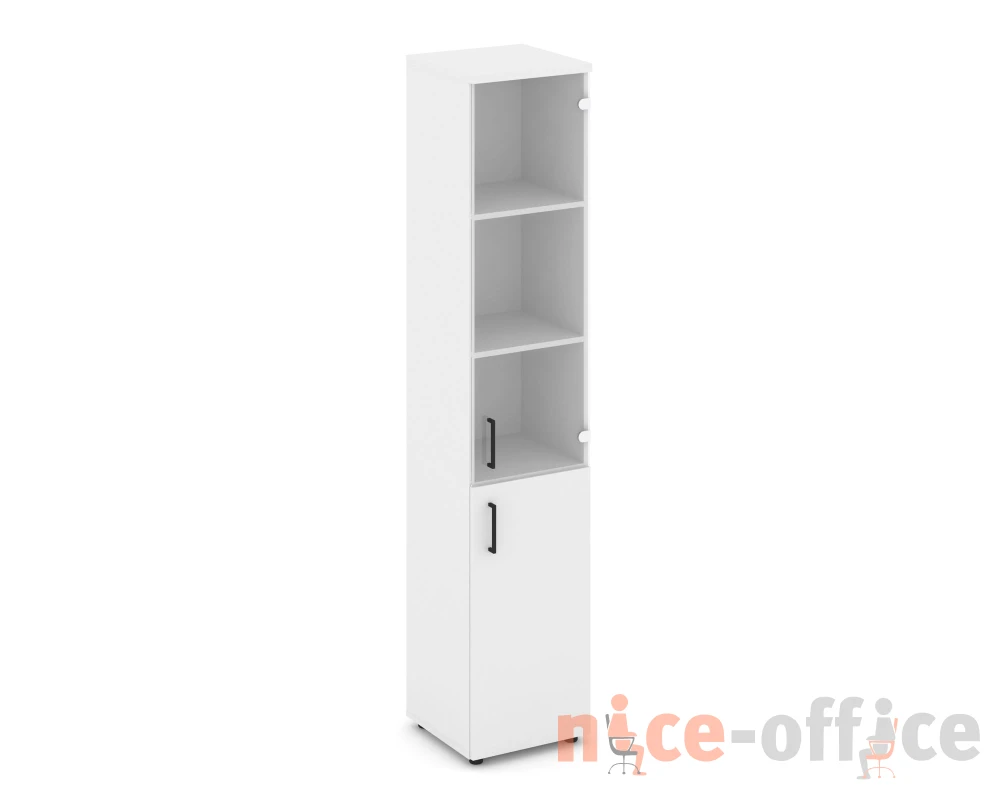 Шкаф высокий узкий комби прозр. стекло правый 400x400x1982 Стайл Проджект / Style Project
