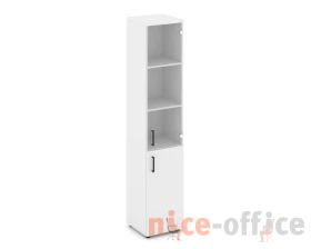 Шкаф высокий узкий комби прозр. стекло правый 400x400x1982 Стайл Проджект / Style Project images