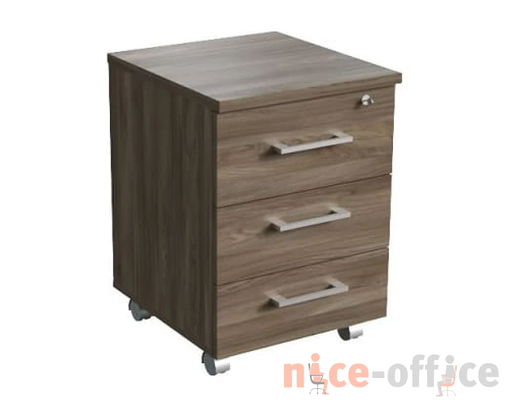 Тумба подкатная с центральным замком 43x46x60 Belfast, Blackwood, Steel