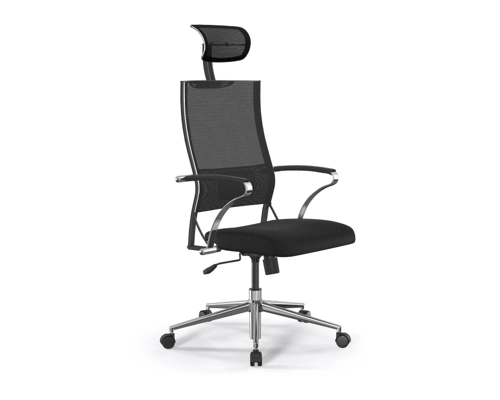 Кресло ErgoLife Sit Air-180 B2-290K M09.B23.G18.W01 (с подголовником) Сетка/Ткань, Черный