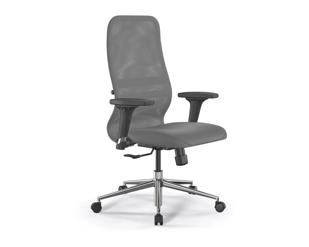 Кресло ErgoLife SynchroSit 8 B2-9D M25.B23.G18.W02 Сетка/Экокожа, Серый