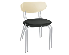 Штабелируемый стул SHT-S85М-2 Пластик, Бежевый/Черный/Хром лак images